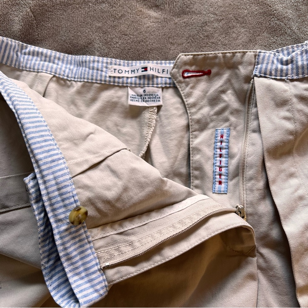 TOMMY HILFIGER Nautical Beige Cotton Smooth Mini Wrap Skort - Size 6 - Picture 7 of 11